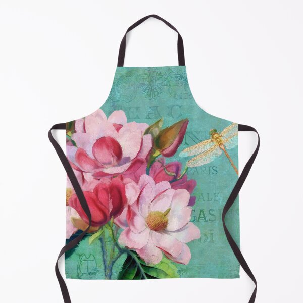 Item preview, Vintage Floral, Verdigris, Pink Magnolias floral art, dragonfly designed and sold by Glimmersmith.