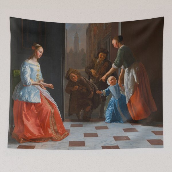 Item preview, Street Musicians at the Door | Jacob Ochtervelt | 1665 Dutch Golden Age Art designed and sold by CJET.