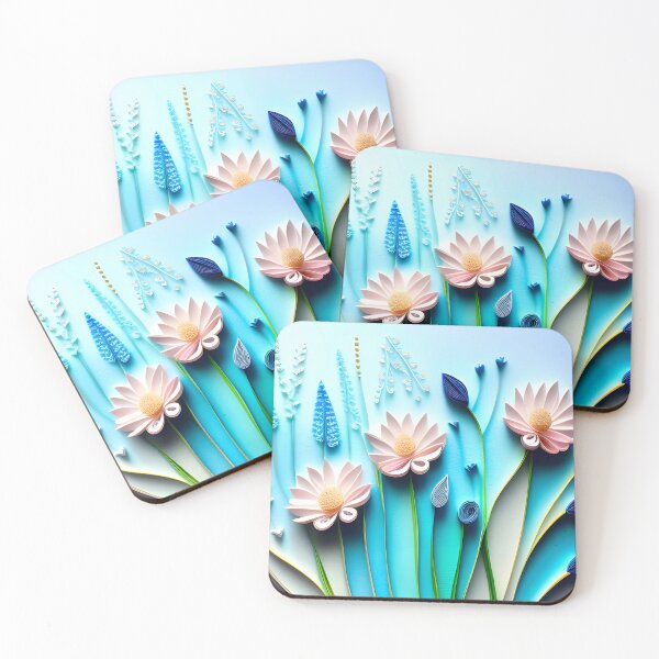 Item preview, 3D Watercolor flowers, blue and white  designed and sold by Inktown.