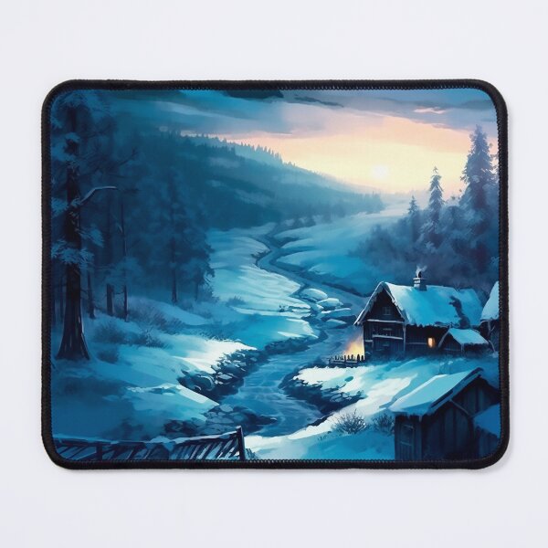Item preview, Winter Cabins Near a River | beautiful scenery designed and sold by ExtrovArt.