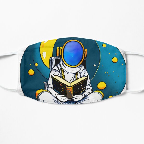 Astronaut Sitting on the Moon Reading book Flat Mask