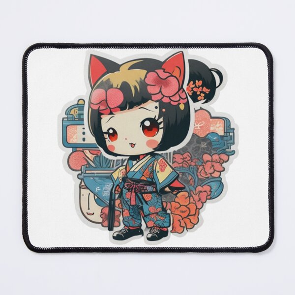 Item preview, Adorable kimono-clad girl radiating stylish charm stickers designed and sold by mefirefire.
