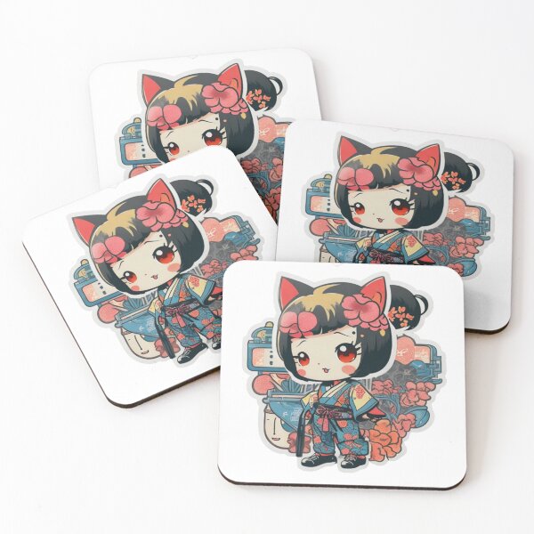 Item preview, Adorable kimono-clad girl radiating stylish charm stickers designed and sold by mefirefire.