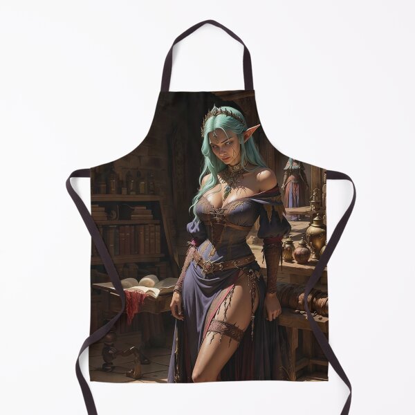 Item preview, Chica elfa sexy oscura con cabello verde en vestido medieval de fantasía designed and sold by zotilus.