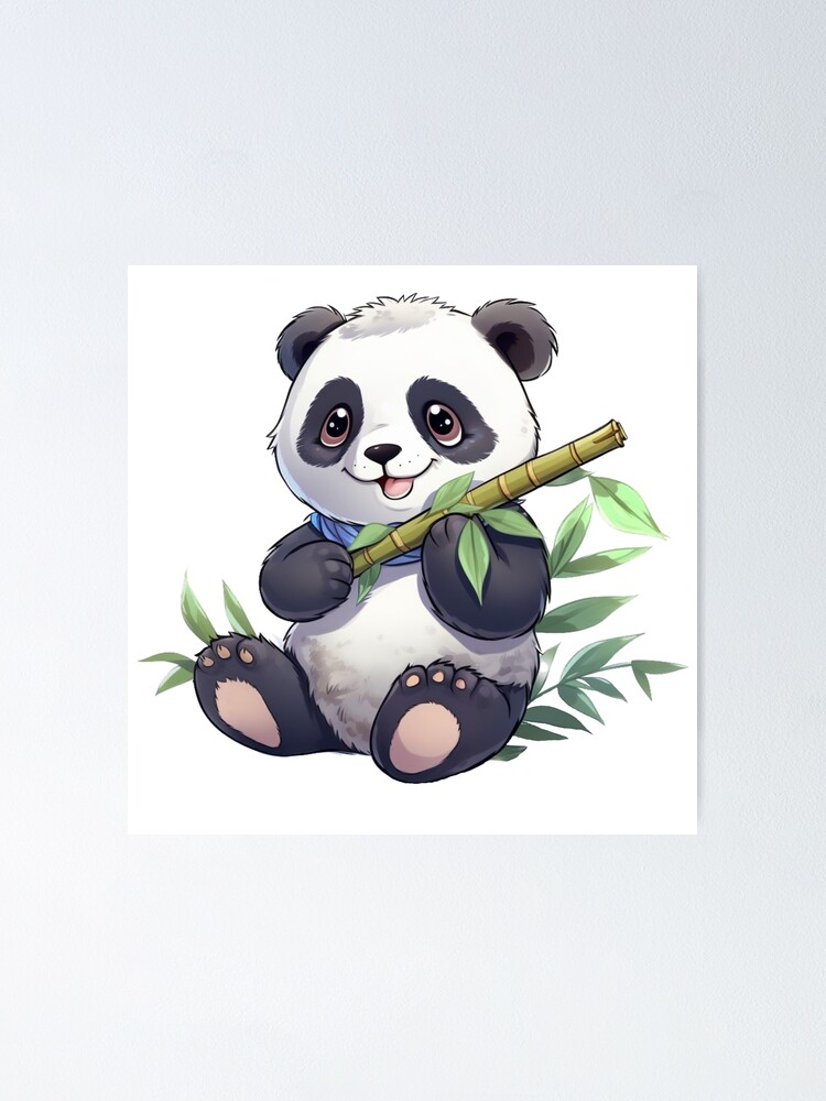 Cute Little Panda Munching On Bamboo Shoot - Cute Panda - Posters and Art  Prints