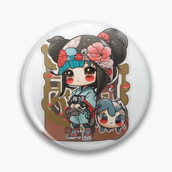Item preview, Adorable kimono-clad girl radiating stylish charm stickers. designed and sold by mefirefire.