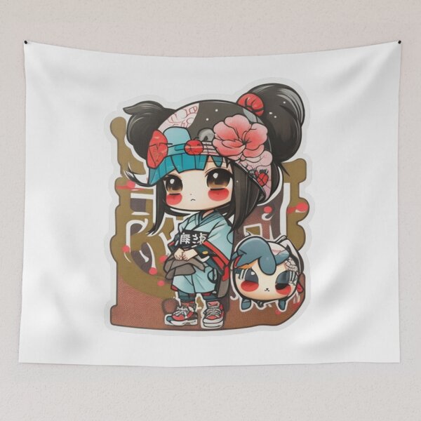 Item preview, Adorable kimono-clad girl radiating stylish charm stickers. designed and sold by mefirefire.