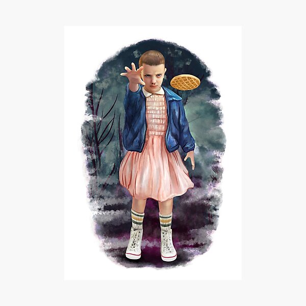 Eleven and the levitating waffle, Stranger Things fan art, season 1 Photographic Print