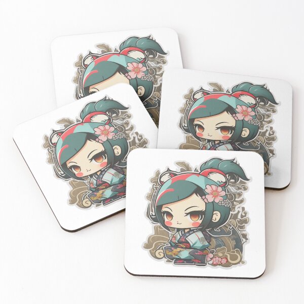 Item preview, Adorable kimono-clad girl radiating stylish charm stickers designed and sold by mefirefire.