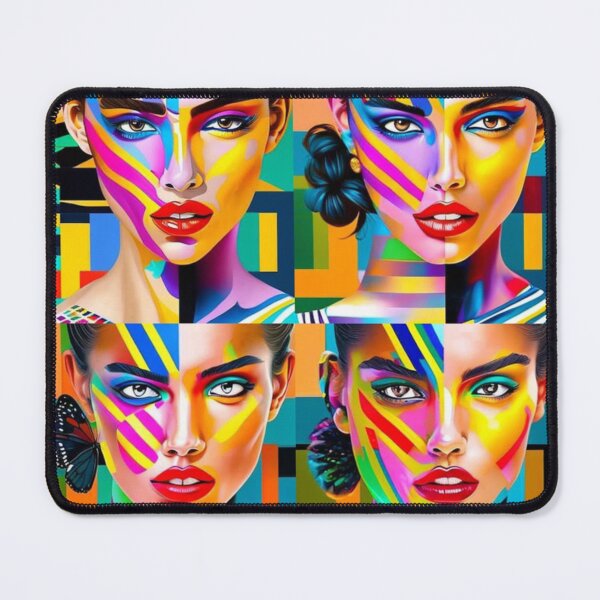 Item preview, portrait woman in color stripes and squares designed and sold by Nervakwzk.