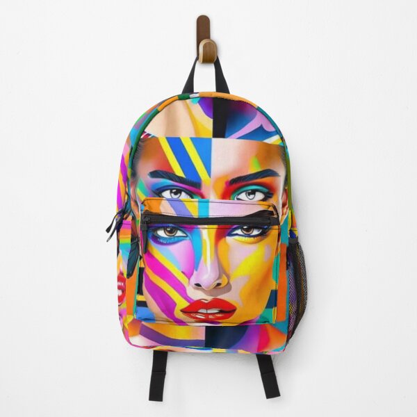 Item preview, portrait woman in color stripes and squares designed and sold by Nervakwzk.