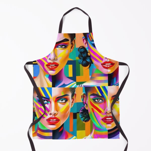 Item preview, portrait woman in color stripes and squares designed and sold by Nervakwzk.