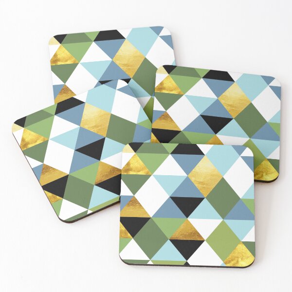 Item preview, Geometric Abstract 81, triangles, gold, greenery, niagara blue designed and sold by Glimmersmith.