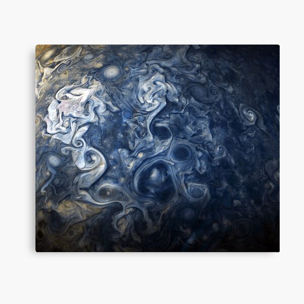 Swirling Blue Clouds of Planet Jupiter from Juno Cam Canvas Print
