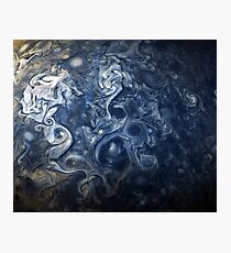 Swirling Blue Clouds of Planet Jupiter from Juno Cam Photographic Print