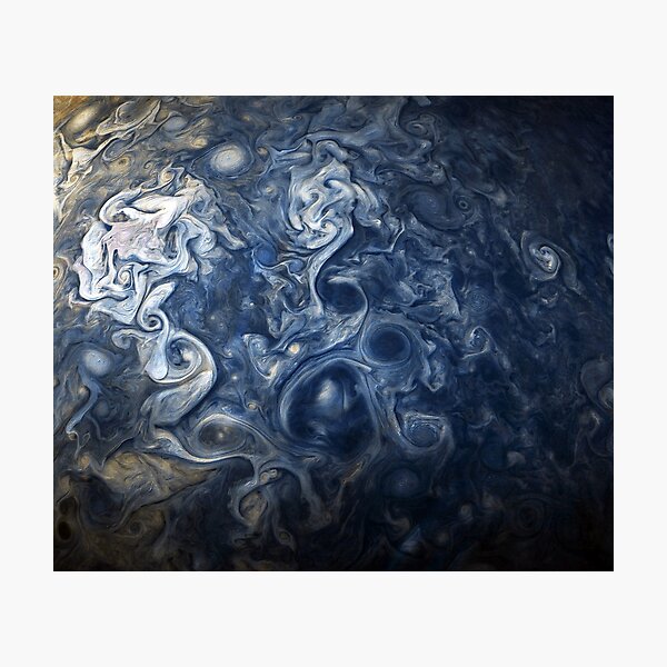 Swirling Blue Clouds of Planet Jupiter from Juno Cam Photographic Print