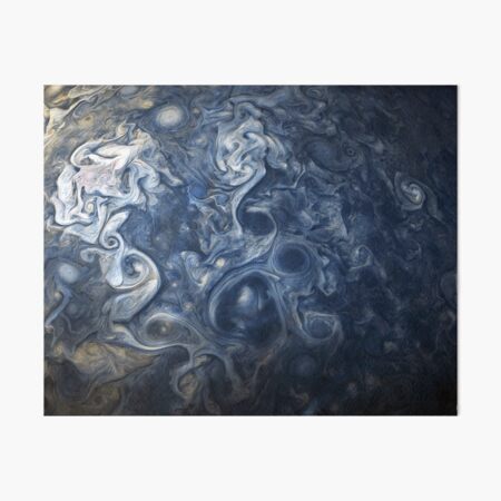 Swirling Blue Clouds of Planet Jupiter from Juno Cam Art Board Print