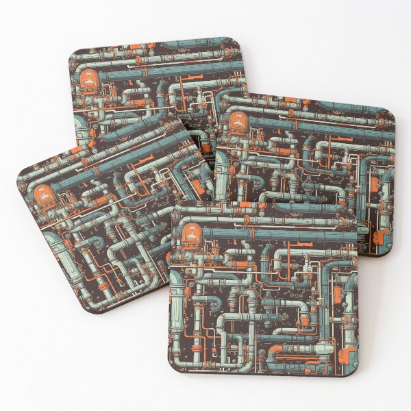 Item preview, Mechanical Symphony - Steampunk Piping Pattern designed and sold by AdventureCanvas.