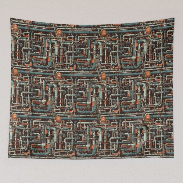 Item preview, Mechanical Symphony - Steampunk Piping Pattern designed and sold by AdventureCanvas.