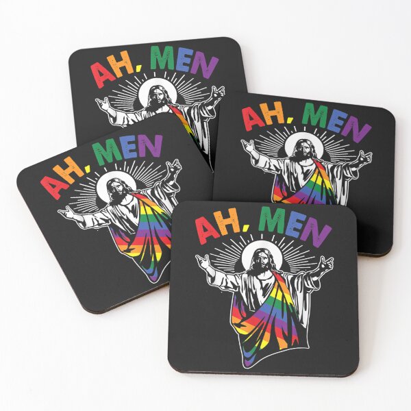 Item preview, Ah Men Funny LGBT Gay Pride Jesus Rainbow Flag Christian Short Sleeve designed and sold by maiayos.
