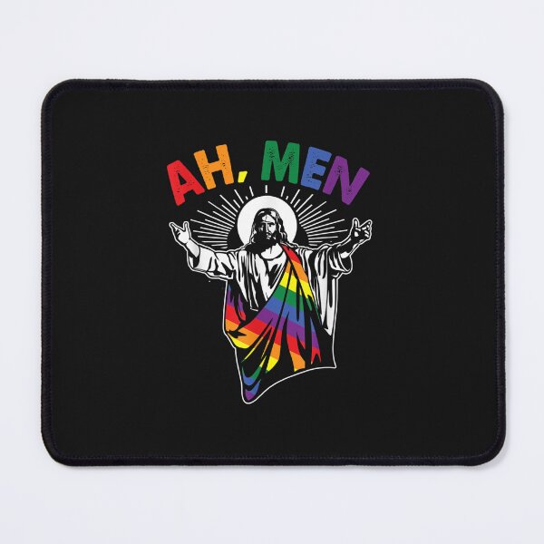 Item preview, Ah Men Funny LGBT Gay Pride Jesus Rainbow Flag Christian Short Sleeve designed and sold by maiayos.