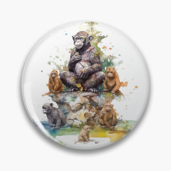 Item preview, Karma The Ape Dharma And Friends - Buddhist Watercolor designed and sold by Big Boom Creations.