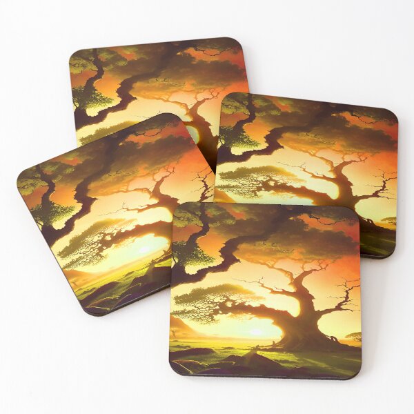 Item preview, Desert Sunset Yellow and Green with Large Tree designed and sold by deniselynnimage.