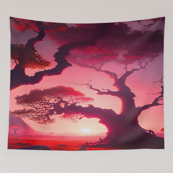 Item preview, Desert Sunset Pink and Red with Large Tree designed and sold by deniselynnimage.