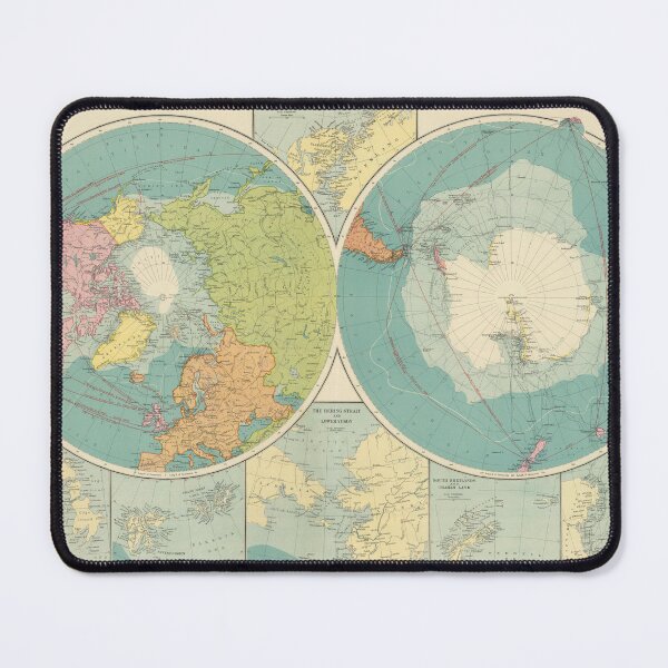 Item preview, Vintage Arctic & Antarctic Regions Map (1922) designed and sold by BravuraMedia.