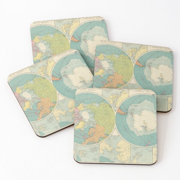 Item preview, Vintage Arctic & Antarctic Regions Map (1922) designed and sold by BravuraMedia.