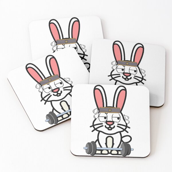 Item preview, Funny white rabbit is exercising designed and sold by Pet Station.