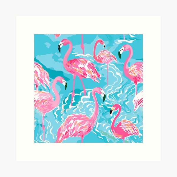 Item preview, Tropical Flamingos, Cyan Waters - Lilly Pulitzer-esque style designed and sold by elizdesign.
