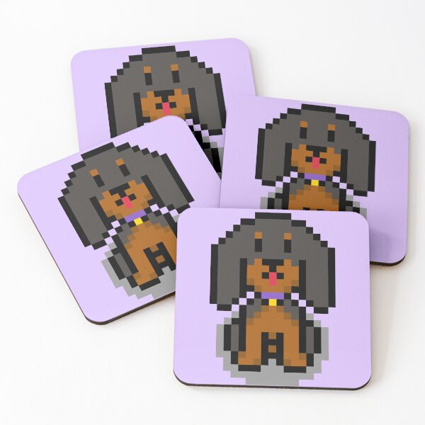 Item preview, Pixel Black and Brown Hound Dog designed and sold by StrawHatBby.