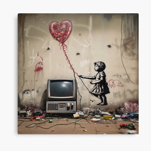 Banksy-Kunstmädchen mit Liebesballon Leinwanddruck