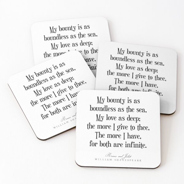 Item preview, My bounty is as boundless as the sea - William Shakespeare Quote - Literature - Typography Print designed and sold by Studio Grafiikka.