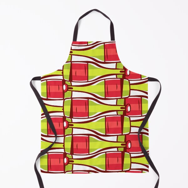 Item preview, Pattern of wine alkohol bottles green and red in cartoon comic geometric style. designed and sold by xiukab.
