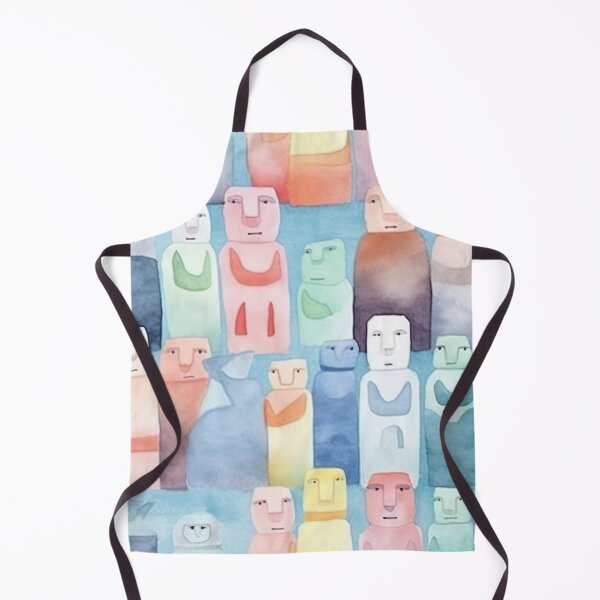 Item preview, watercolor Moai seamless pattern 2 designed and sold by FlaskLab.