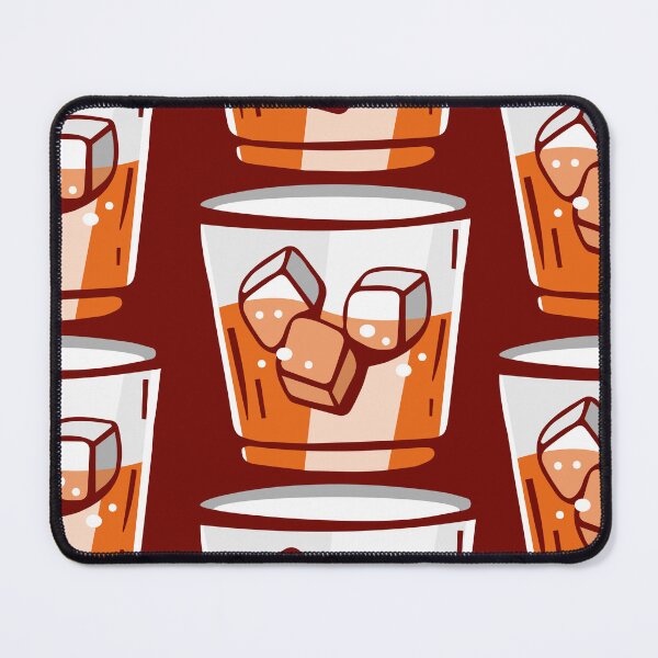Item preview, Pattern of soft drink whiskey in transparent glasses and ice cubes in cartoon dark style. designed and sold by xiukab.
