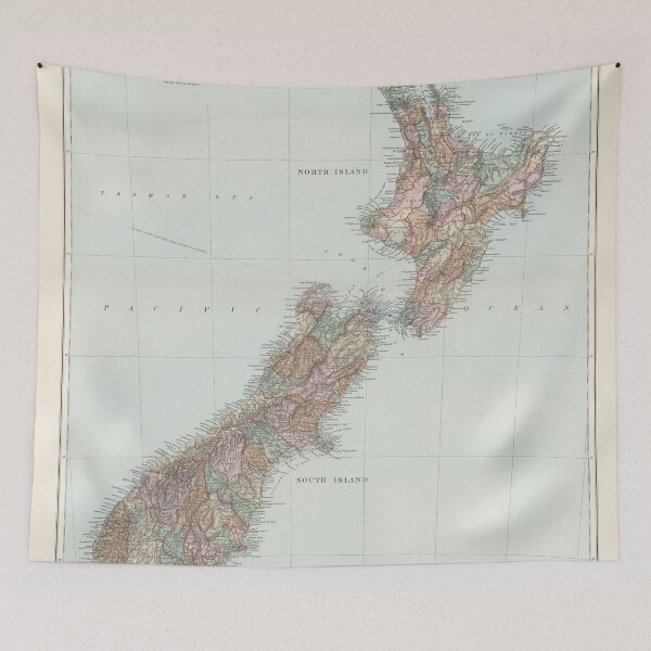 Item preview, Vintage Map of New Zealand (1904) designed and sold by BravuraMedia.
