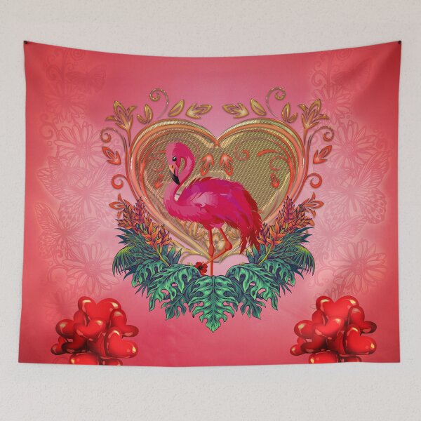 Item preview, Wonderful flamingo with heart and flowers designed and sold by nicky2342.