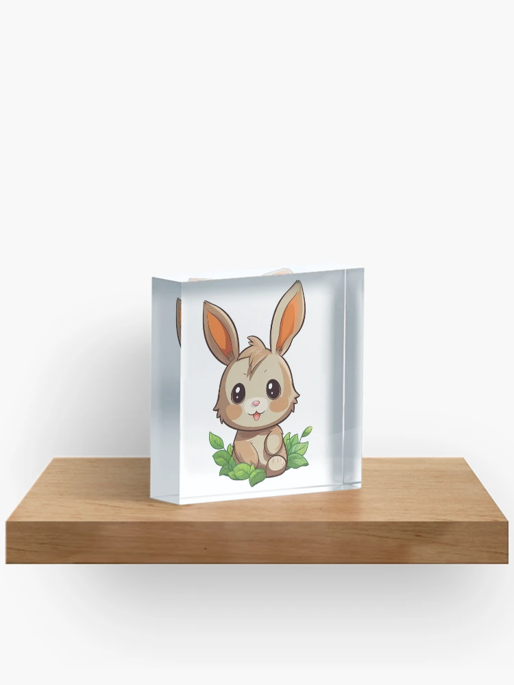 Thumbnail 2 of 5, Acrylic Block, Chibi Rabbit Image designed and sold by PopPopGfx.