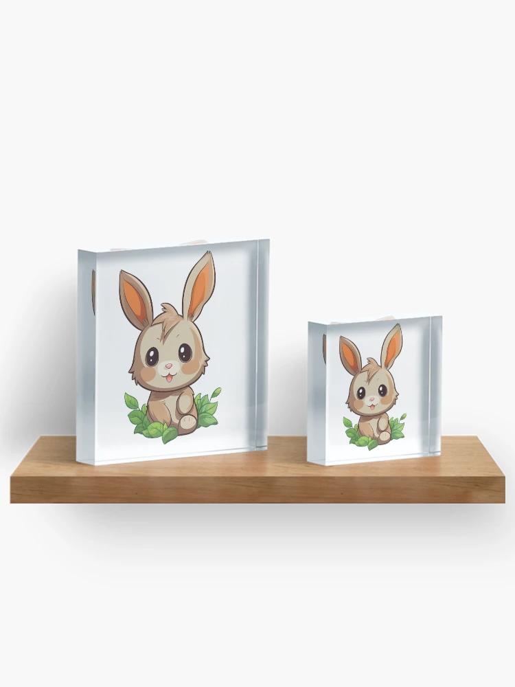 Thumbnail 3 of 5, Acrylic Block, Chibi Rabbit Image designed and sold by PopPopGfx.