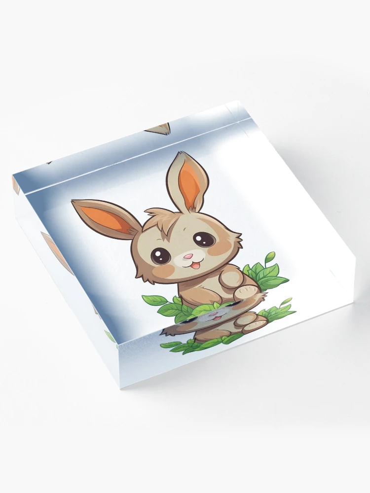 Thumbnail 4 of 5, Acrylic Block, Chibi Rabbit Image designed and sold by PopPopGfx.