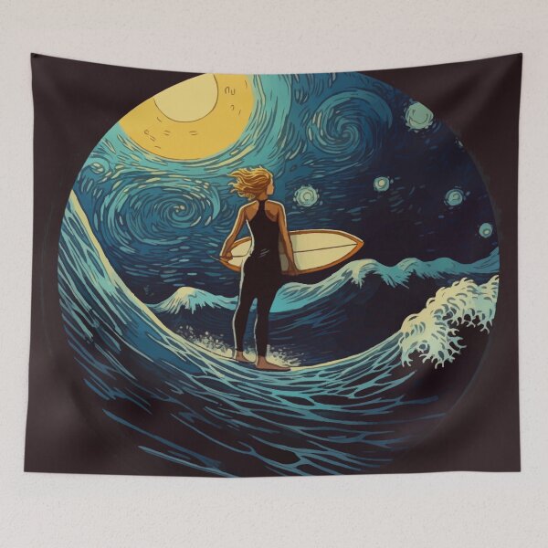 Item preview, Starry surfing night designed and sold by randynash.