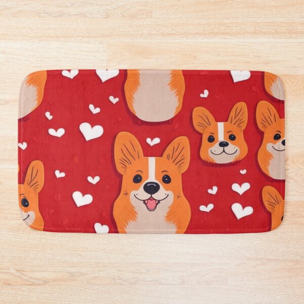 Item preview, Corgi dog and heart seamless pattern designed and sold by K-Art-Design.