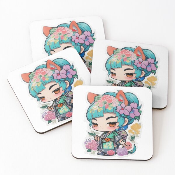 Item preview, Adorable kimono-clad girl radiating stylish charm stickers and more. designed and sold by mefirefire.