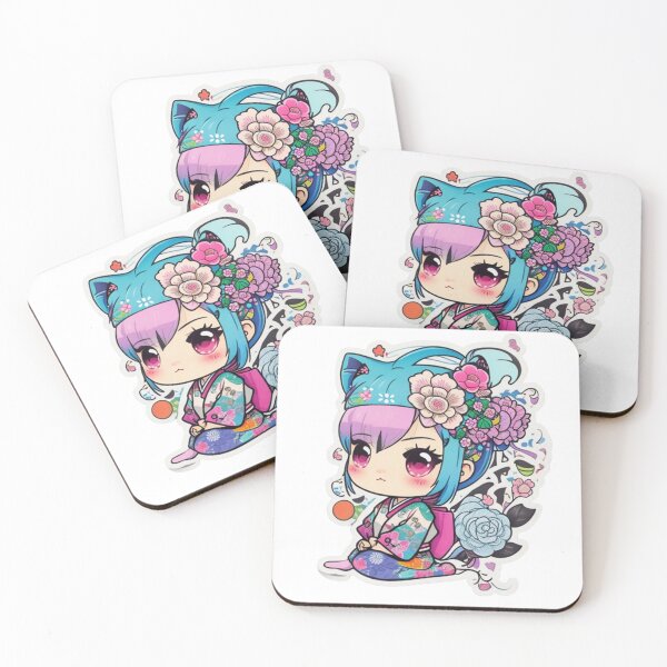 Item preview, Adorable kimono-clad girl radiating stylish charm stickers and more. designed and sold by mefirefire.