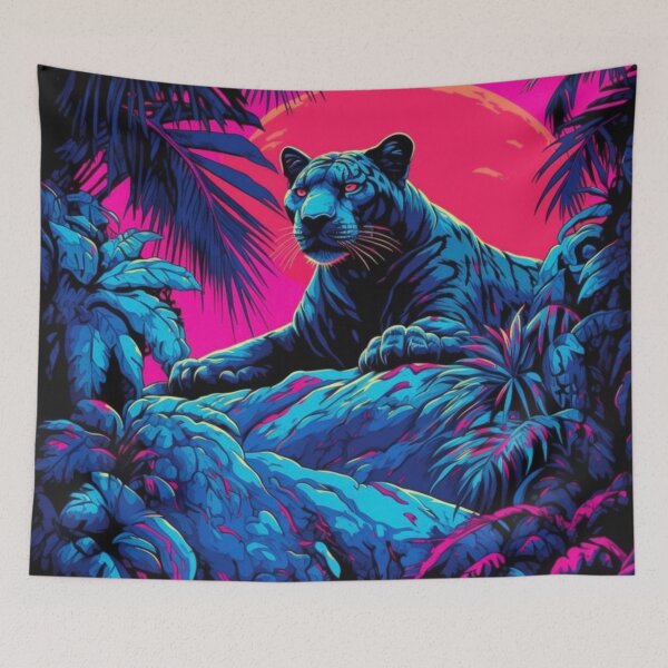 Item preview, Neon Art of Majestic Black Panther in Wildlife designed and sold by JustArtDesign9.