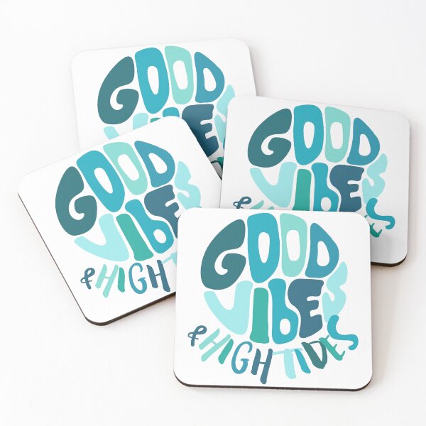 Item preview, Good Vibes & High Tides Teal Blue Surfer Beachy Summertime Vibes designed and sold by MunsyArt.