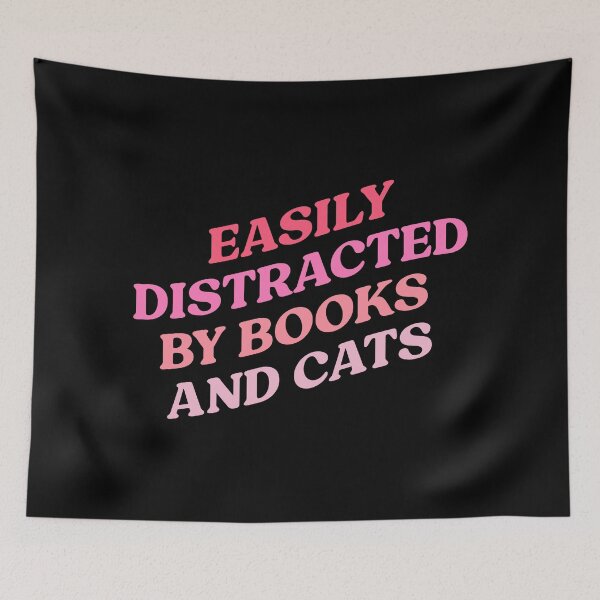 Item preview, Easily distracted by books and cats designed and sold by Portoricat.